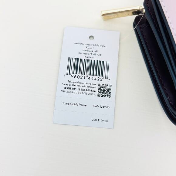 Kate Spade Madison Medium Compact Bifold Wallet Lilac Moon - Picture 3 of 4